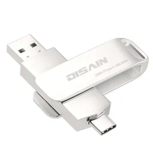 Grosir Logo kustom Mini U Disk USB Flash Drive desain baru logam perak hitam untuk ponsel 1TB 2TB kapasitas kotak kemasan