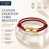 Bracelet en acier inoxydable ajustable en gros, bracelet en corde à maillons entrelacés gravé sur mesure, bracelets de couple inaltérables