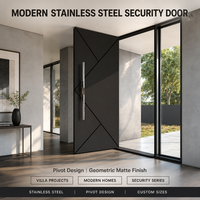 Porte d'entrée pivotante en acier de luxe moderne sur mesure, finition polie à la main, système de verrouillage multipoints, antivol, pour villa, cour, porte principale