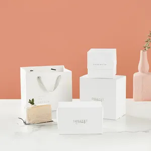Новые популярные товары, квадратная хлопковая бумага, белая французская коробка для десертов, маленькая подарочная коробка