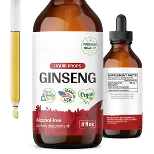 Gouttes liquides d'extrait de Ginseng Panax rouge coréen Gouttes de racine de Ginseng bio Anti-fatigue Soutien immunitaire Gouttes de Ginseng végétalien