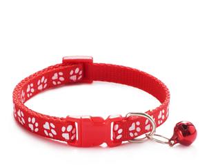 Collar de nailon ajustable con estampado de pata multicolor para perros y gatos con campana - Product Image 5