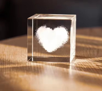 Cube de cristal 3D créatif, artisanat en cristal naturel, ornements en forme de nuage cubique pour souvenir, cadeau délicat