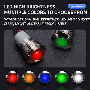 Bán Buôn 6Mm/8Mm/12Mm LED Kim Loại Chỉ Số Ánh Sáng Với Dây Màu Đỏ Màu Xanh Lá Cây Màu Vàng Màu Xanh Trắng Không Thấm Nước Tín Hiệu Ánh Sáng - Product Image 5