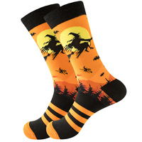 Chaussettes d'Halloween Citrouille et Fantôme, Nouvelle Tendance Mode, Colorées, Amusantes, avec Logo Original, Chaussettes Montantes pour Hommes, Vente en Gros