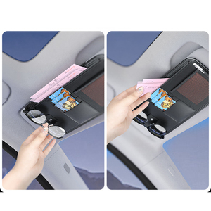 Multi poches <span class=keywords><strong>en</strong></span> <span class=keywords><strong>cuir</strong></span> PU Organisateur de pare-soleil de <span class=keywords><strong>voiture</strong></span> Pochette de poche suspendue pour lunettes Clip Card Paper Pen Holder for Auto - Product Image 3