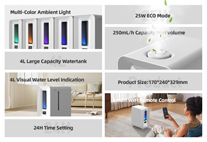 Douhe 4L công suất lớn 250 ml/h OEM Nhà Máy Giá Nhà Thông Minh thiết bị gia dụng hương thơm siêu âm khuếch tán không khí thông minh máy tạo độ ẩm - Product Image 2