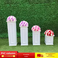 Colonne carrée moderne en PVC, accessoires de mariage de haute qualité, chemin de table blanc pour la décoration de banquet, socle