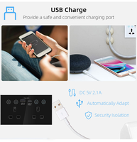 Prise murale intelligente Wi-Fi 13A standard britannique avec interrupteur tactile en verre et moniteur de puissance USB Type C