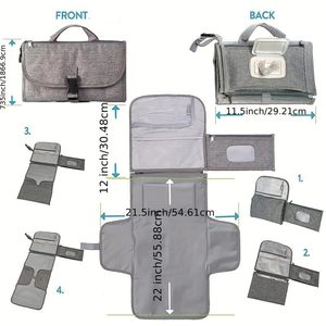 Tapis à langer portable pour bébé en tissu Oxford avec fermeture éclair, imperméable, pliable, multi-poches, pour tout-petits, vente en gros - Product Image 2