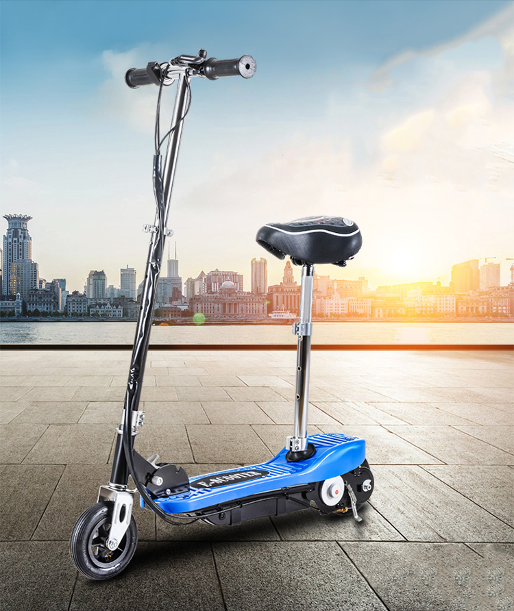 24V Kids E Scooter With Seat Ride On Folding Electric Bike Children Height Adjustable Rechargeable Battery