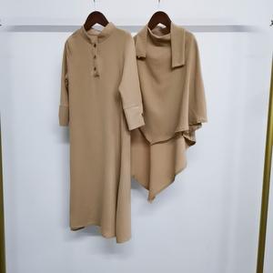 Pakaian Islami Anak Perempuan Arab Dubai, Khimar Abaya Warna Solid untuk Sholat, Set 2 Potong - Product Image 4