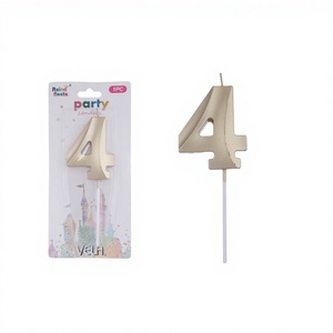 Candela Decorativa Peiyong Grande 7 Pollici Numero 4 Dorato per Feste Celebrazioni Compleanni Capodanno Modello 60219 - Product Image 1