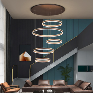 Modern <b>LED</b> Pendant <b>Light</b> Gold Stainless Steel Adjustable Height Chandelier Living <b>Room</b> Remote Control AC85-265V Dimmable 3500K - Product Image 4