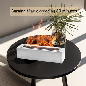 Portable <strong>Rectangular</strong> Mini Ethanol <strong>Fireplace</strong> Indoor/<strong>Outdoor</strong> Tabletop Fire Pit with Clean Burning Made of Concrete - Product Image 2