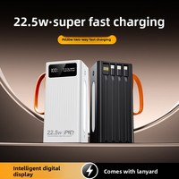 Batterie externe haute capacité 50 000 mAh polymère lithium-ion à charge ultra-rapide avec affichage numérique, câble intégré et ports multiples