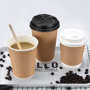 中国制造商散装价格一次性双壁4盎司8盎司咖啡茶和冰淇淋带盖白色纸杯