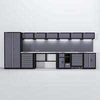 Station de travail industrielle OEM personnalisable pour garage, armoire de rangement d'outils à 4 ou 7 compartiments, unités multi-tiroirs, panneau perforé, rangement suspendu, design moderne