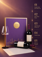 Boîte cadeau écologique pour deux bouteilles de vin violet or, logo personnalisé, emballage de vin rouge en bois de qualité supérieure, OEM ODM