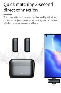 Système de microphone sans fil double J13Pro 2-en-1 avec collier intégré, entrées Lightning et USB-C, réduction de bruit et étui de batterie pour - Product Image 6