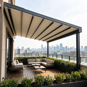 Pérgola <span class=keywords><strong>de</strong></span> Aluminio Retráctil <span class=keywords><strong>para</strong></span> Terraza Urbana <span class=keywords><strong>de</strong></span> Gran Altura, Toldo Impermeable <span class=keywords><strong>para</strong></span> Exteriores, Protección Solar y contra la Lluvia - Product Image 1