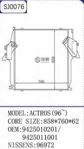 Benz actros 96อินเตอร์คูลเลอร์9425010201 9425011001 <span class=keywords><strong>nissens</strong></span> รถบรรทุก96972ไม่มีอินเตอร์คูลเลอร์ - Product Image 6