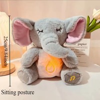 Doudou Éléphant Musical Respirant en Peluche pour Enfants de 14 Ans et Plus – Aide au Sommeil Apaisante et Compagnon de Nuit