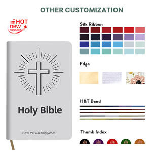 مصنع الجملة الدين njv Bible رمز عبر الإسبانية الإنجليزية ثنائية اللغة الكتاب المقدس Grey PU الروحية هدية البند - Product Image 6
