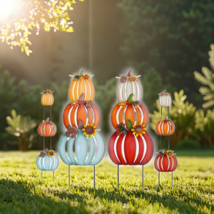 Jardín al aire libre Estaca móvil con energía solar Impermeable Beadable Cosecha Bendiciones Otoño Material <span class=keywords><strong>de</strong></span> <span class=keywords><strong>hierro</strong></span> móvil - Product Image 4