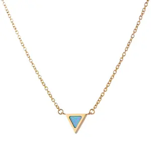 Fashion jewelry stainless steel gild diamond Opal women's necklace jewelry kolye zircon necklace