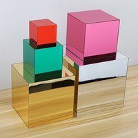 2MM 3MM Acrylique Or Coloré Miroir Carré Feuille Plastique Pier Verre Hôtel Lentille Décorative Plexiglas Pas Facile à Casser