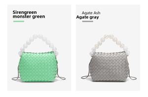 Tas tangan wanita Macaron, tas wanita warna, untuk musim semi, musim panas, tas kotak makan siang pegangan mutiara modis, tas kurir bahu, penutup ritsleting - Product Image 4