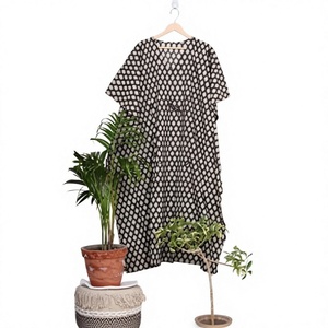 Belle robe moulante en coton à col en V, style vintage, faite à la main, longueur genou, à motif floral, taille élastique, confortable et douce pour femme - Product Image 1