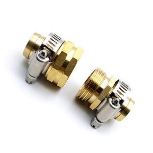 Connecteur de réparation de tuyau en laiton de 3/4 pouces avec collier de serrage en acier inoxydable pour la fixation des tuyaux d'arrosage de jardin - Product Image 2
