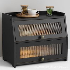 Boîte de rangement à pain multicouche en bois Shengyang, 3 étages, anti-poussière, organisateur de cuisine de bureau avec poignée vintage - Product Image 2