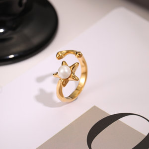 Bague en acier inoxydable au design géométrique, bague ouverte en acier titane, bijoux de luxe léger en malachite en forme de cœur - Product Image 6