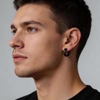 Boucles d'oreilles créoles Huggie florales en acier inoxydable 316L pour hommes, bijoux texturés moulés, argent, or, noir, programme de fourniture CE REACH