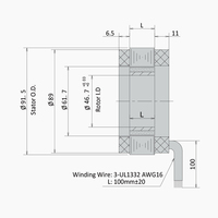 Moteur BLDC sans cadre PrimoPal 91 mm, stator 48 V 630~1200 W, aimant à entraînement direct, rotor interne sans balais pour bras de robot