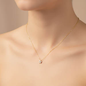 Collar con colgante de diamante natural real de oro sólido de 18 quilates con diseño de estrella, joyería para mujer, muy popular, para uso diario. - Product Image 1