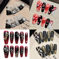 10 pièces/boîte – Ongles artificiels 3D en acrylique faits main au design unique pour Halloween – Vente en gros de faux ongles de haute qualité pour les fêtes