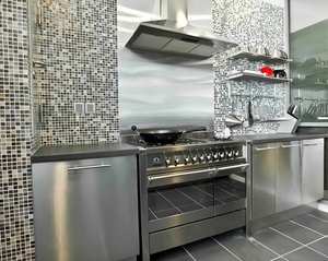 Gabinetes de Cocina Modernos de Acero Inoxidable con Isla de Madera, Solución Integral para Cocina - Product Image 5