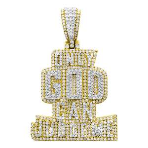 Iced Out <span class=keywords><strong>2</strong></span>-Tone Bling CZ Punk-Stil Schmuck Individuell Nur Gott kann mich beurteilen Brief Cool Anhänger - Product Image 1