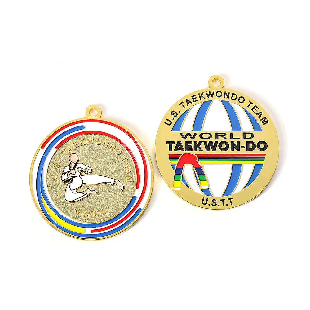 Premio personalizzato metal world judo sports gold taekwondo team medal