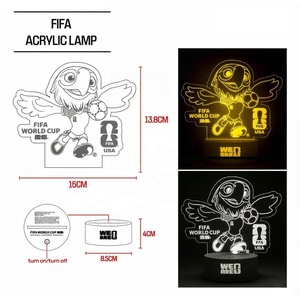 Lampe LED en acrylique sur le thème de la Coupe du Monde <span class=keywords><strong>FIFA</strong></span> 2026 aux États-Unis, motif mascotte, lumière changeante de couleur, interrupteur tactile, décoration de bureau, souvenirs sportifs - Product Image 1