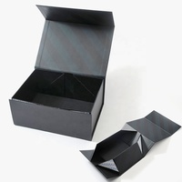 Boîtes d'emballage en carton rigide pliables magnétiques de luxe noires personnalisées imprimées en gros avec doublure en éponge