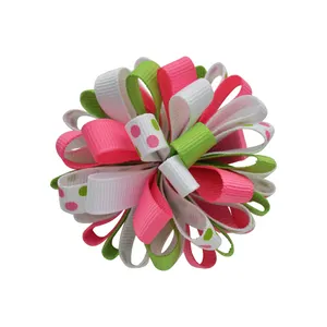 Gordon Ribbons 4 Inches Handmade Grosgrain Curling Over Hair Bow with Hairgrip For Girls Korker Bowknot Hair Clips Accessories