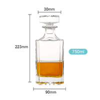 Decantador de Whisky de Cristal Cuadrado de 750 ml, Estilo Antiguo, Personalizado, Sin Plomo, en Oferta, para Regalo del Día del Padre