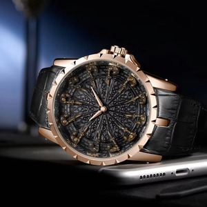 Montre Drioshipping pour homme, montre à quartz étanche en or, faible MOQ, montres-bracelets pour homme - Product Image 4