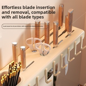 Organisateur <span class=keywords><strong>de</strong></span> <span class=keywords><strong>cuisine</strong></span> mural multifonctionnel en métal, support pour baguettes et couteaux, rangement <span class=keywords><strong>de</strong></span> vaisselle sans perçage - Product Image 4