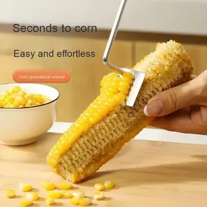 Pala de maíz de Metal profesional en Stock, herramienta peladora de maíz de cocina de acero inoxidable para uso alimentario, almacenamiento y contenedor doméstico